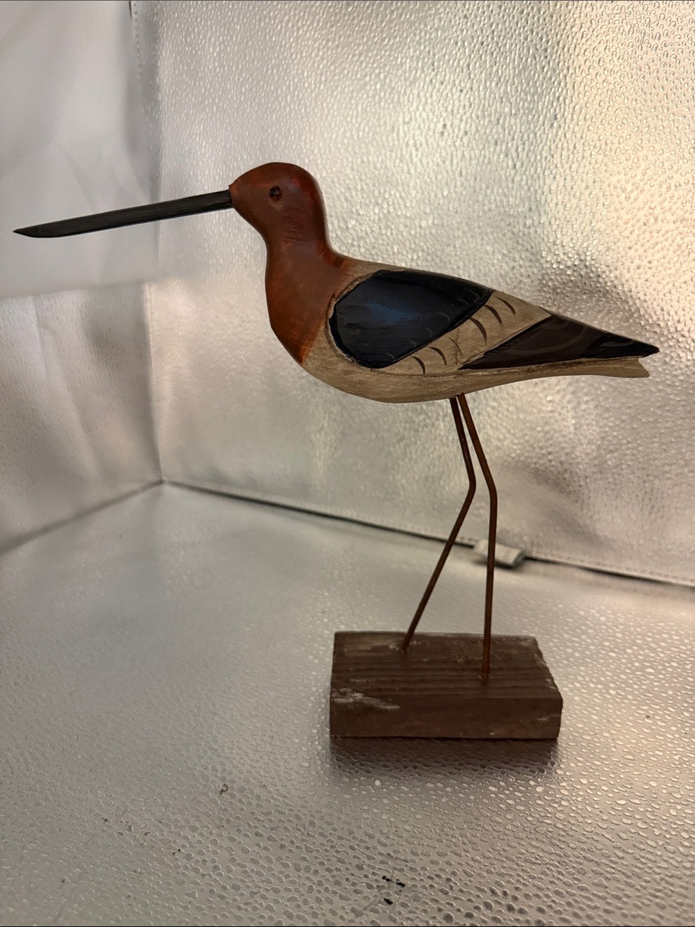 Handcrafted Wooden Shorebird Figurine - Brown and Black - Picture 2 of 11